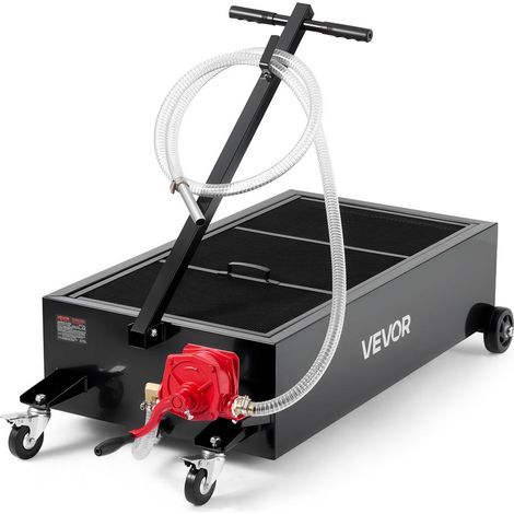 Bac à Vidange d'Huile 94,6 L Récupérateur d'Huile sur Roues avec Pompe Manuelle Débit 16 L/min Tuyau 2,2 m Poignée Pliable (1/5)