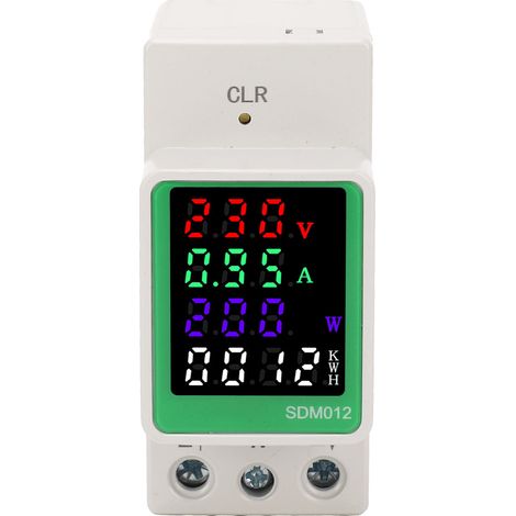 Moniteur électrique monophasé à affichage numérique couleur LED, mesurant le courant, la tension, la fréquence et le facteur de puissance (AC230V 0-100A).-AquaForge (1/5)