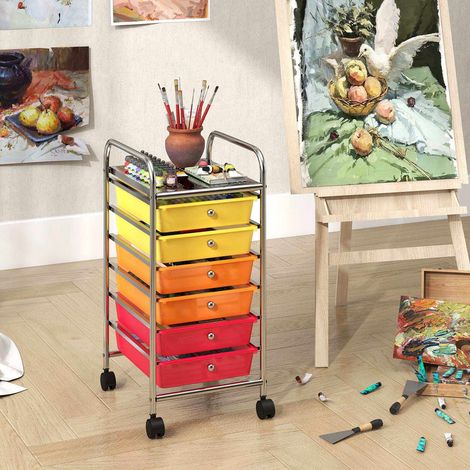 Rolling Cart with 6 Colorful Drawers & Lockable Wheels (1/5)