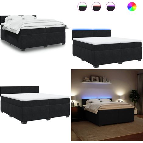 Boxspringbett mit Matratze Schwarz 200x200 cm Samt - Boxspringbett - Samtbett - Doppelbett - LED Beleuchtung - Matratze - Home & Living (1/5)