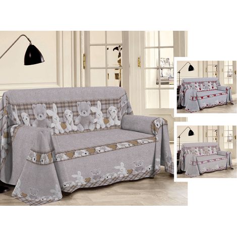 Telo Arredo Multiuso Linea Pensieri Delicati In 100% Cotone Disegno Peluches, misuraMatrimonialecoloreRosa (1/4)