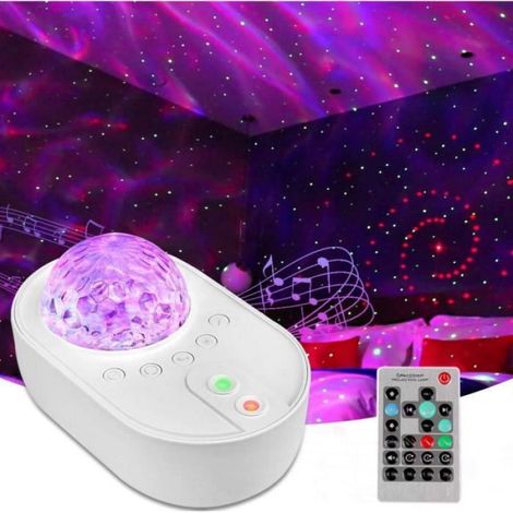 Veilleuse Projecteur de Ciel toilé à LED, Musique en Bluetooth et Télécommandée, Cadeau pour Chambre dEnfant, Bébé, (1/4)