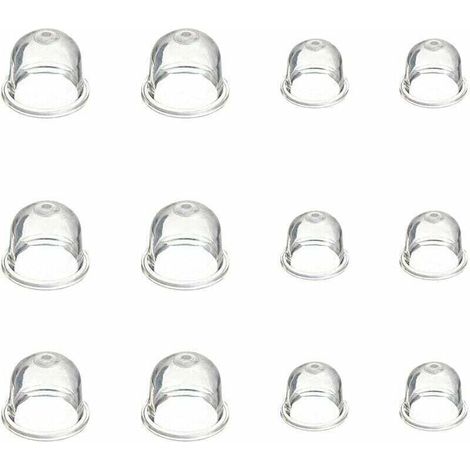 12 Pcs Pompe d\'ampoule d\'amorce Blanche 19 mm et 22 mm Tasse d\'huile de Carburateur Transparente pour Tondeuse, Machine de haie, Scie Essence, Ampoule d\'amorce de Carburant de Ventilateur,DOLASO