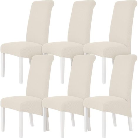 Trintion 6pack Stretch Dining Chair Covers, Universal Fit Removable Chair Slipcovers, High Elastic Washable Chair Protector for Dining Room, Kitchen, Hotel and Restaurant (Beige) (1/5)