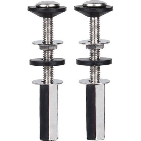 Lot de 2 boulons de réservoir de Toilettes à Cuvette, boulons de Toilette Robustes antirouille avec écrous Longs, Double rondelles en Caoutchouc pour boulons de réservoir de Toilettes et vis (1/5)