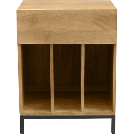 Mueble de almacenamiento para vinilos de madera maciza y metal negro L50 cm YPSTER (1/5)