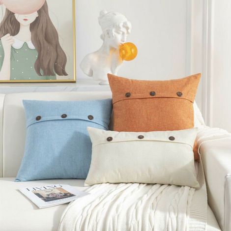 Housse De Coussin - Lin Naturel - 30x50 cm - Pour Canapé Salon Chambre - Lot De 2 (1/5)