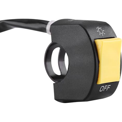 Motorcycle handlebar switch control, 7/8 inch universal mount LED headlight on/off switch with car button switch (yellow)