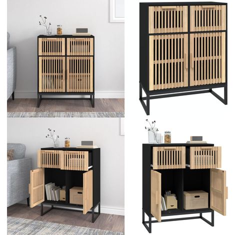 Sideboard Schwarz 60x30x75 cm Holzwerkstoff - Schreibtisch - Sideboard Schwarz - Wohnzimmermöbel - Holzmöbel - Regal - Home & Living (1/5)