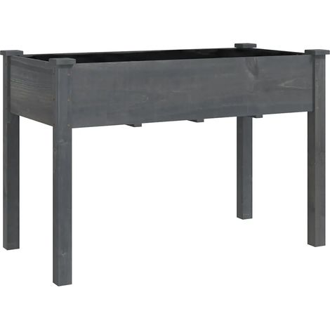 Jardinière avec doublure pratique tendance jardin extérieur 118 x 59 x 76 cm en bois massif gris (1/5)