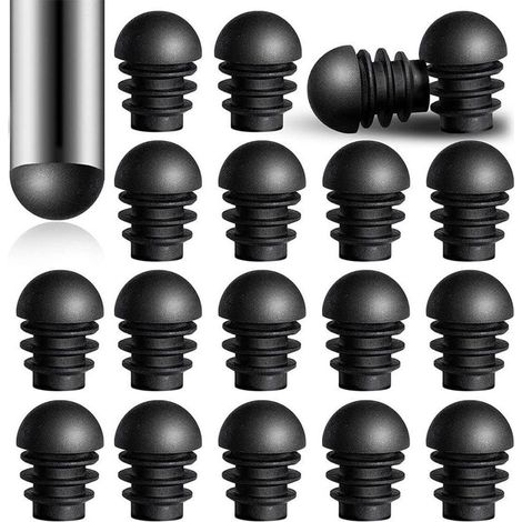 24 Pièces Bouchons d'Extrémité Ronds avec Inserts de Tube en Plastique de Diamètre Extérieur de 16 mm Tube d'Embouts de Pied de Chaise Protecteurs de Bouchons en Plastique
