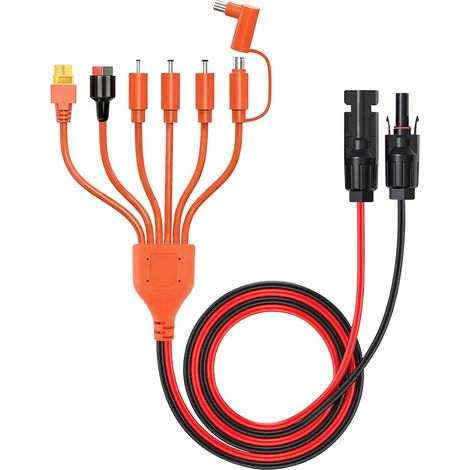 Câble de charge solaire, 7 en 1, adaptateur avec Anderson, XT60, DC7909, DC6530, DC35135, DC5521, DC8020, longueur : 1,2 m, compatible avec panneau solaire, station d'alimentation, générateur (1/5)
