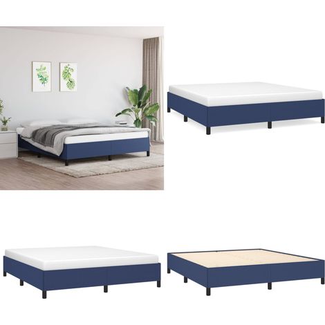 Bettgestell ohne Matratze Blau 180x200 cm Stoff - Bettrahmen - Doppelbett - Blau - Lattenrost - Holzrahmen - Home & Living (1/5)