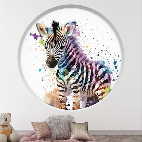 Stickers Trompe l'oeil Arche ronde Enfants - Zèbre - Diamètre 60 cm (1/4)