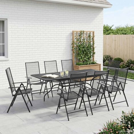Conjunto de Comedor de Jardín 9 pcs Gris antracita (1/5)