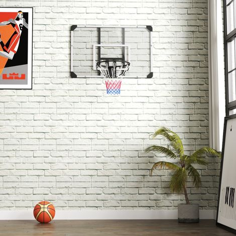 Canasta de baloncesto mural con tablero y red, 113 x 61 x 73 cm, acero, negra HAVRYA (1/5)