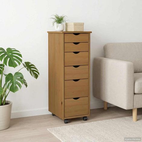 vidaXL Mobile con Ruote con ruota Marrone miele 34 x 39 x 93,5 cm