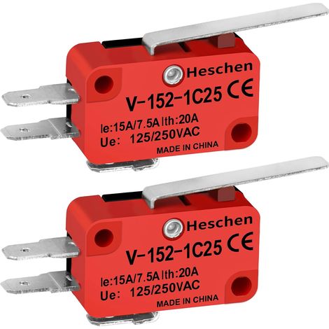 Heschen XV-152-1C25 SPDT 20A 250VAC Short Hinge Micro Switches (Pack of 2) (1/5)