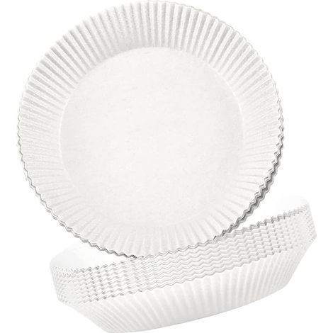 100 Einweg-Papiereinlagen für Heißluftkörbe, hitzebeständig bis 220°C, Antihaftbeschichtung, auch für Backpapier geeignet. (1/5)