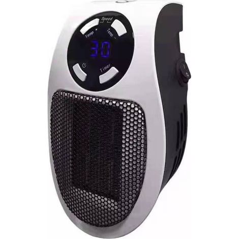 Programmierbarer Heizlüfter mit LED-Anzeige, Wandfernbedienung, Thermostat und Timer, für Zuhause, Büro, Badezimmer, Innenbereich, kleiner Stecker
