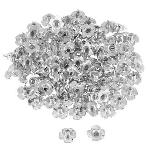 100pcs Zinc Plated Carbon Steel T Nut Four pronged Tee Nuts For Woodworking Furniture (M5)
