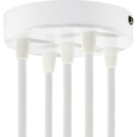Kit de rosettes métalliques cylindriques à 5 trous creative cables - Conique, blanc brillant