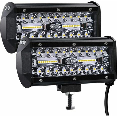 Luz de trabajo LED de 12 V, 300 W y 7 pulgadas - Reflector LED impermeable IP67, potente foco y reflector para coche, camión, tractor, SUV y barco (paquete de 2) (1/4)