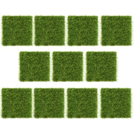 Lotto di 10 erba artificiale 7,5x7,5 cm – erba in plastica – zerbino – bottiglia per micro paesaggio terrario – verde