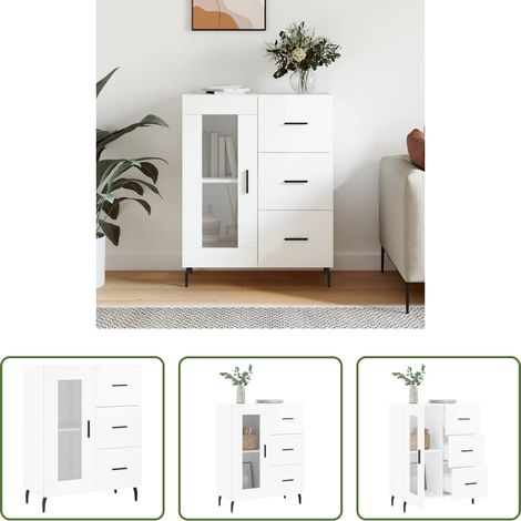Hochglanz-Weiß - Sideboard Hochglanz-Weiß 69,5x34x90 cm Holzwerkstoff (1/5)