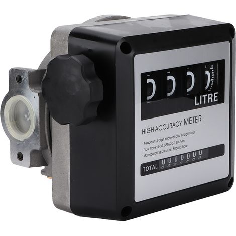 Débitmètre de carburant à 4 chiffres, grand écran, 5 à 30 GPM, 20 à 120 L/Min, haute précision pour l'essence