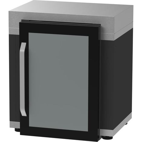 Le Marquier – Meuble frigo 80 x 55 cm duo en acier électrozingué noir – Espace pour cave à vin ou frigo L60xP60xH85 – Certification Origine France Garantie