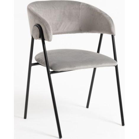 Sillas Comedor - Silla Mihu Black Terciopelo - Gris claro
