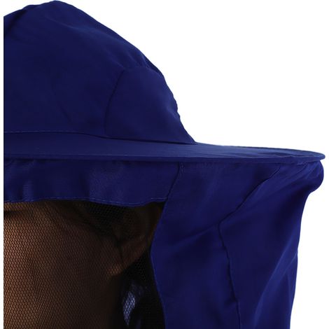 [Ropa de protección para apicultura] Chaqueta profesional de poliéster, talla grande, azul, con capucha de lona y cintura elástica. (1/5)