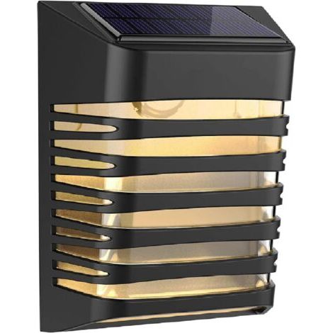 QORVA-Lampe solaire, Lumières solaires de terrasse de clôture – Appliques murales sans fil à LED à énergie solaire IP54, étanche, respiration/mode constant, lampes solaires automatiques pour terrasse (1/4)