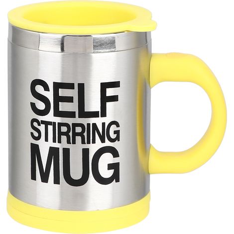 Tasse à café électrique automatique en acier inoxydable 400ml, gobelet mélangeur auto-agitateur jaune (1/5)