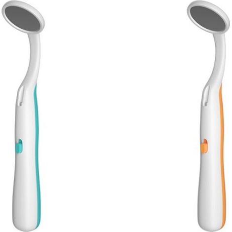 2 Pcs Miroir dentaire dentaire d'inspection de dent de bouche de miroir de LED avec la lumière lumineuse de LED pour le soin dentaire (bleu+orange) (1/4)