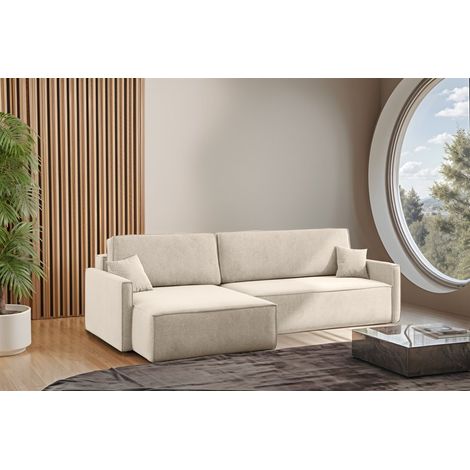 Ecksofa Schlafsofa Sofa LOUIS Stoff Salvador Beige Ottomane Links (1/4)