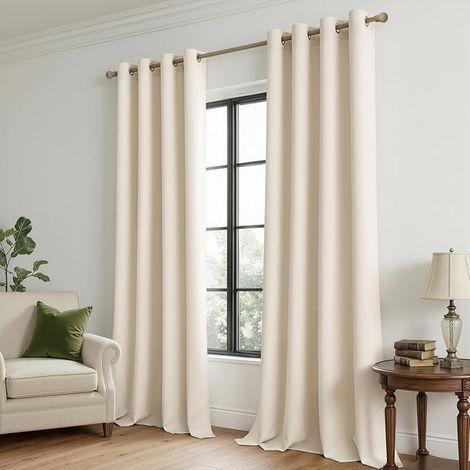 Curtain Blackout Curtain 140 x 245 cm Cream (1/3)