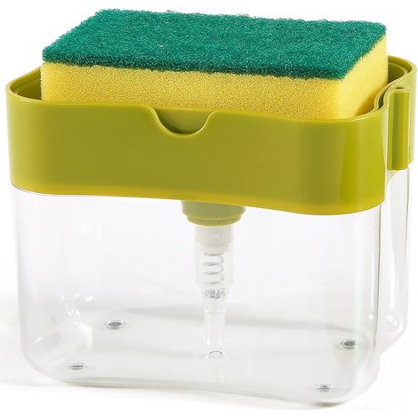 Seifenspender, Seifenspender und Schwammhalter, Spülmaschinen-Seifenspender mit Seifenpumpe und Schwamm, bohrfreier Spülmaschinen-Spender - AquaForge (1/5)