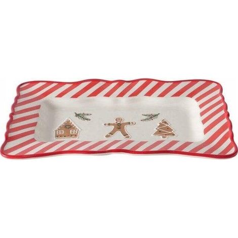 Boltze Piatto in ceramica colore Natale 39x25 cm