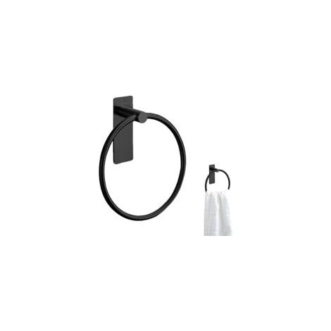 Anello portasciugamani senza foratura, nero, senza foratura, per cucina e bagno, autoadesivo, acciaio inox - Crezuo