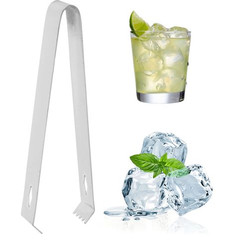 Dicke, rautenförmige Cocktailzange aus Edelstahl, Eis- und Zuckerzange für Bars, hochglanzpoliert (1/5)