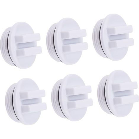 Lot de 6 bouchons antigel pour piscine gonflables pour spa, bouchon d'écumoire pour sortie, adaptateur de vidange de piscine, bouchon de vidange fileté, bouchon de tuyau de retour de piscine, blanc (1/5)