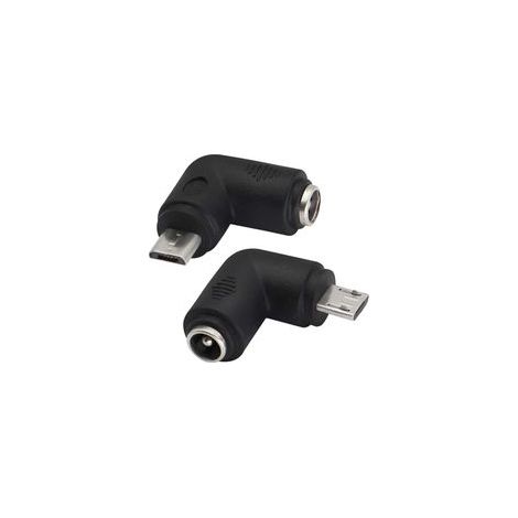 (Paquete de 2) Conector de carga de alimentación de CC de 90 grados de 5,5 x 2,1 mm a Micro USB de 5 V para teléfonos móviles, tabletas, reproductores de MP3 y dispositivos Micro USB.