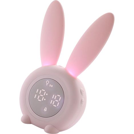 Réveil numérique en forme de lapin mignon avec veilleuse LED lumineuse rose pour la décoration de la chambre d'enfant (1/5)