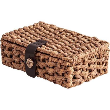 Panier rectangulaire couvercle hyacinthe – Fibres naturelles – Pour chambre, salle bain, cuisine – Rangement (1/5)