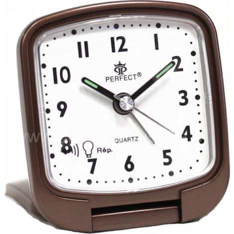 Reloj despertador de cuarzo A808C2-marrón, perfecto para turistas. (1/2)