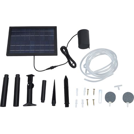 Tnfeeon Solar-Luftpumpe mit 2 Sprudelsteinen, Solar-Belüfter mit Schlauch, 8 W, 10 V, 2400 mAh, ABS und Polysilizium, Solar-Sauerstoffpumpe für Teich und Pool