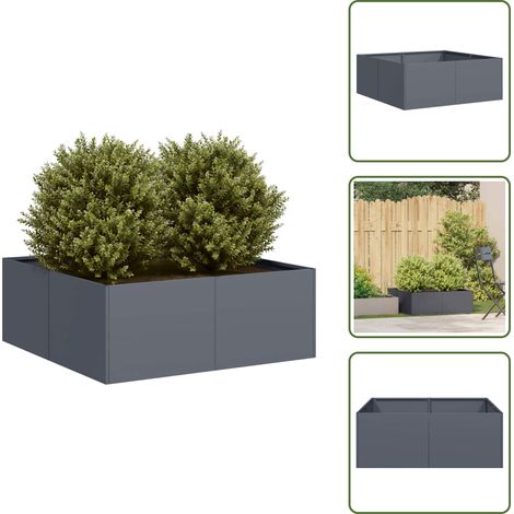 vidaXL Jardinière anthracite 80x80x30 cm acier (1/5)
