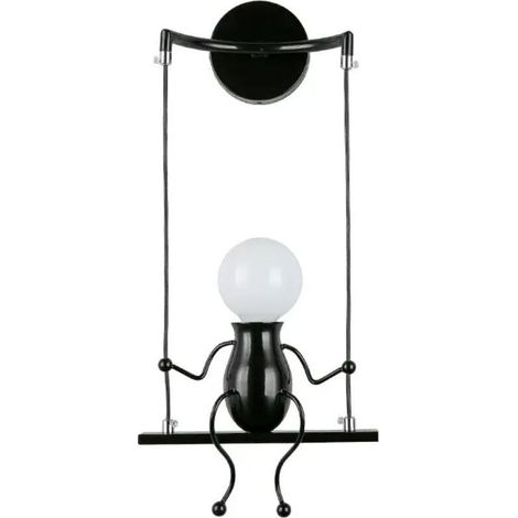 Modern Creative Wall Lamp, Simple Design, Small Creative E27 Black Light Fixture for Children’s Bedroom, Hallway, Decorative Lighting (1/3)